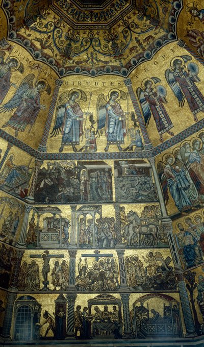 فسيفساء على السقف المقبب من St Johns Baptistry ، فلورنسا (فسيفساء) بواسطة مدرسة فلورنسا