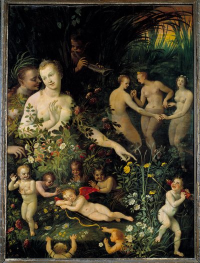 Allegorie ، تسمى Allegorie de l'eau أو Allegorie de l'Amour لوحة لمدرسة فونتينبلو في القرن السادس عشر. الشمس 1،3x0،96 م بواسطة مدرسة فونتينبلو