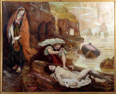 هايد يكتشف جسد دون جوان رسم توضيحي لأغنية لورد بايرون 2. لوحة لفورد مادوكس براون (1821-1893) 1878 صن. 1،15x1،42 م باريس ، متحف دورسيه بواسطة فورد مادوكس براون