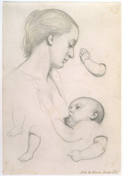 رضاع الرضع - دراسة للأم والطفل مع دراسات منفصلة للذراع والساق للطفل ، 1848 بواسطة فورد مادوكس براون