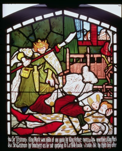 وفاة السير تريستان ، من "قصة تريستان وإيزولده" ، شركة William Morris und Co. (زجاج ملون) بواسطة فورد مادوكس براون
