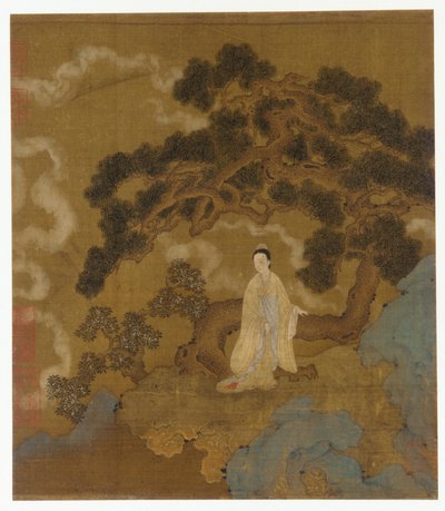 سيدة تحت شجرة صنوبر معقودة بواسطة يُنسب سابقًا إلى Zhou Wenju