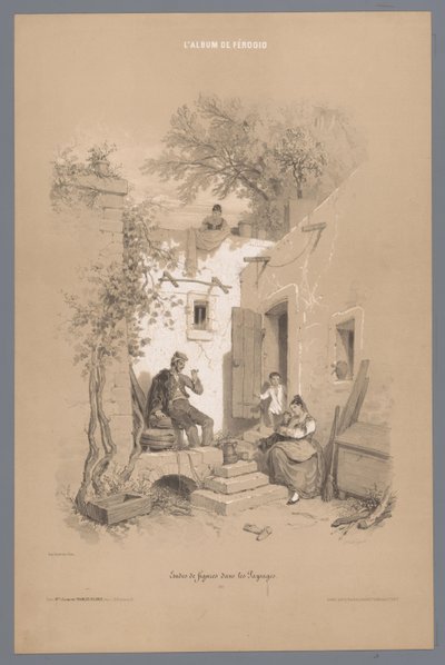 الآباء والأمهات مع الأطفال في منزل قريتهم دراسات الأشكال في المناظر الطبيعية (عنوان السلسلة) ألبوم دي فيروجيو. Études de Figures dans les Paysages (عنوان المسلسل على الكائن) بواسطة فرانسوا ديلارو
