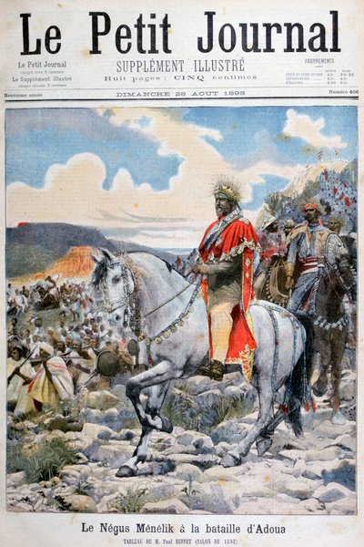 Negus of Ethiopia ، منليك الثاني ، في معركة عدوة ، 1898 بواسطة Fortuné Méaulle