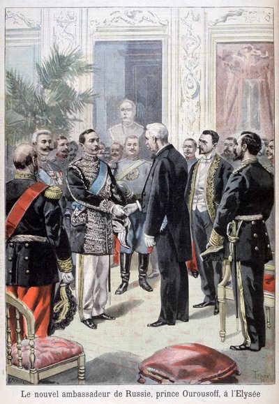 الأمير أوروسوف ، سفير روسيا يلتقي فيليكس فوري ، 1898 بواسطة Fortuné Méaulle
