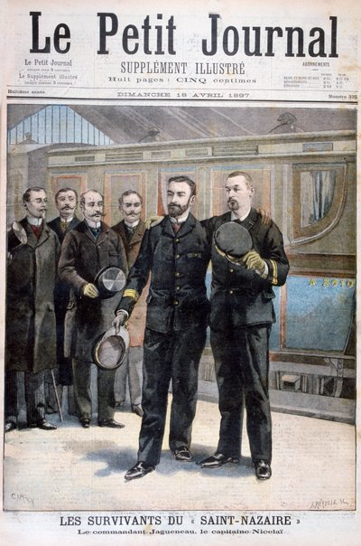 الناجون من Ville de Saint Nazaire ، القائد Jagueneau والكابتن نيكولاي ، 1897 بواسطة Fortuné Méaulle