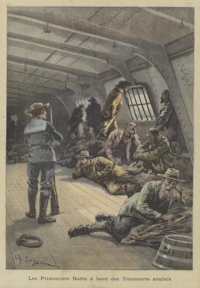 بوير أسرى الحرب على متن سفينة بريطانية بواسطة Fortune Louis Meaulle