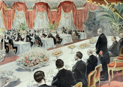 عشاء أقامه ممثلو التجارة والصناعة لفيليكس فور عام 1897 (نقش) بواسطة فورتشن لويس ميول