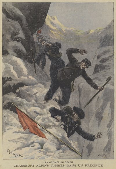 القوات الجبلية Chasseurs Alpins الجبلية تسقط على شفا بواسطة Fortune Louis Meaulle