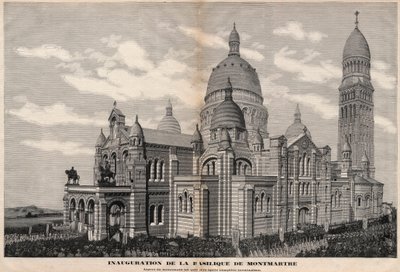 افتتاح كنيسة القلب المقدس في مونمارتر عام 1891 (ظهور النصب كما سيكون بعد اكتماله بالكامل) - نقش ميول في عام 1891 بواسطة فورتشن لويس ميول