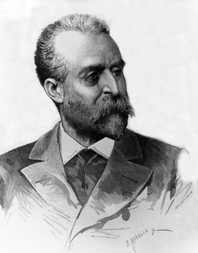 جاومي فيران إي كلوا (1851-1929) طبيب إسباني عالج الكوليرا في مدريد عام 1885، نقش بواسطة ميول بواسطة فورتشن لويس ميول