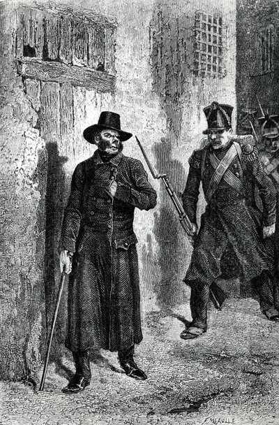 جافرت يطارد Valjean ، توضيح من "البؤساء" بقلم فيكتور هوغو ، نشره J. Hetzel ، 1865 (نقش الخشب) بواسطة فورتشن لويس ميول