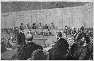 فضيحة تولون في عام 1891: قضية فوروكس - جونكيريس - غرفة الجلوس ، وإيداع الشهود - نقش لميول في "Le Journal Illustrious" "عام 1891 بواسطة فورتشن لويس ميول