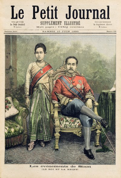 ملك وملكة صيام ، رسم توضيحي من "لو بيتيت جورنال" ، 10 يونيو 1893 بواسطة Fortune Louis Meaulle and Henri Meyer