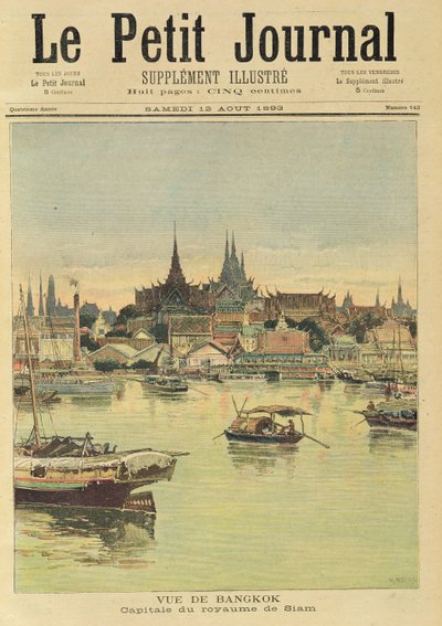 منظر لبانكوك ، من "لو بيتيت جورنال" ، 12 أغسطس 1893 بواسطة Fortune Louis Meaulle and Henri Meyer