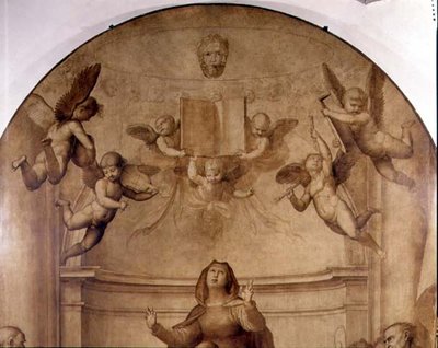 The Great Council Altarpiece ، تفاصيل تصور ملائكة موسيقية تحمل كتابًا عالياً بواسطة فرا بارتولوميو