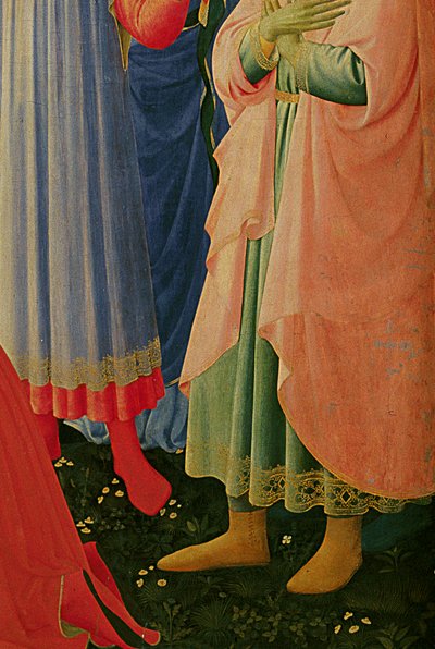 التفاصيل من سانتا ترينيتا Altarpiece ، والإطار والقمم التي كتبها لورنزو موناكو بواسطة فرا انجيليكو