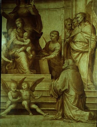 المجلس الكبير Altarpiece ، التفاصيل التي تصور القديسين مجتمعين إلى الجانب الأيسر من العذراء ، 1510 بواسطة فرا بارتولوميو