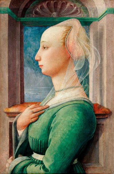 "" صورة شخصية لامرأة شابة "لوحة على الخشب بقلم فيليبو ليبي (1406-1469) ، حوالي 1445 - زيت على خشب ، 49،5x32،7 - Staatliche Museen ، برلين بواسطة فرا فيليبو ليبي