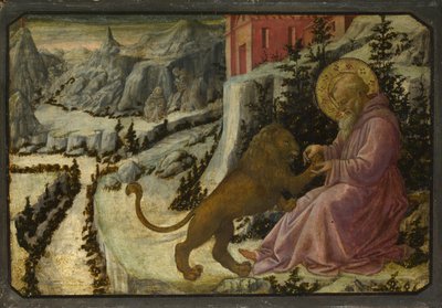 لوحة القديس جيروم والأسد بريديلا من Pistoia Santa Trinità Altarpiece ، 1455-1460 بواسطة فرا فيليبو ليبي