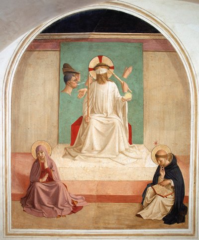 استهزأ المسيح بحضور العذراء والقديس دومينيك بواسطة مدرسة Fra من Angelico