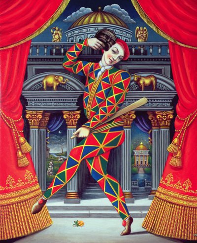 Harlequin عند بوابات القرن والعاج ، 2007 (زيت ومزاج على اللوحة) بواسطة فرانسيس برومفيلد