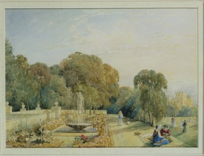 منظر للحدائق في تشاتسوورث ، ديربيشاير ، c.1820 (زوج 85760) بواسطة فرانسيس إليزابيث سوينبرن