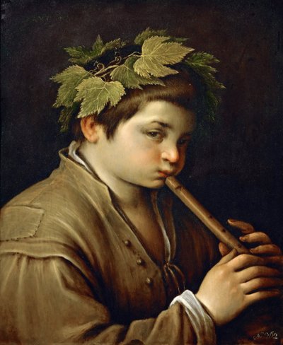 Garcon jouant de la flute - فتى يعزف على الفلوت - فرانشيسكو باسانو ، الأصغر (1549-1592). زيت على النحاس حوالي 1580-1585. الأبعاد: 54.6 × 44 سم. متحف تاريخ الفن ، فيين بواسطة فرانشيسكو باسانو