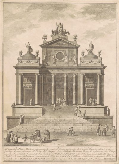 The Prima Macchina للصين عام 1785: بدأ معبد جوبيتر بواسطة Tarquinius Priscus مع Marvel of Accius Naevius بواسطة فرانشيسكو باربازا ، بعد جوزيبي بالازي