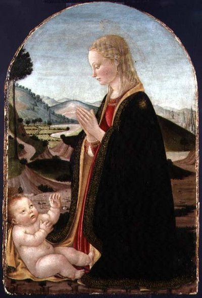 العذراء المحبة للطفل (تمبرا بالذهب على اللوحة) بواسطة Francesco Botticini