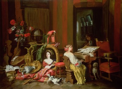 الداخلية مع سيدة في Harpsichord بواسطة فرانشيسكو فيرافينو