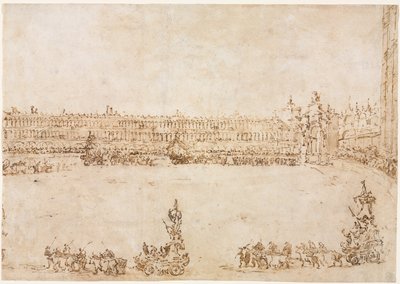 موكب سيارات النصر في ساحة سان ماركو ، البندقية ، الاحتفال بالزيارة ... ، 1782. بواسطة فرانشيسكو غواردي