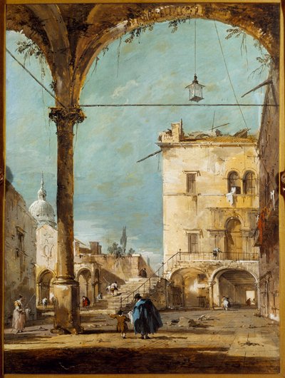 رواق في البندقية لوحة لفرانشيسكو غواردي (1712-1793) القرن الثامن عشر ، باريس ، متحف جاكيمارت أندريه بواسطة فرانشيسكو غواردي