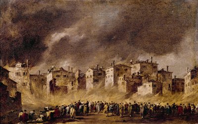 حريق في مستودع النفط في سان ماركولا ، 1790 بواسطة فرانشيسكو غواردي