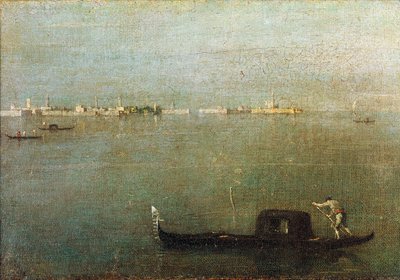 Gondola on Lagoon, Gray Lagoon c. 1765 (oil on canvas) بواسطة فرانشيسكو غواردي