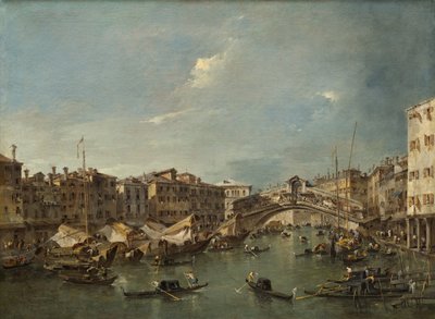 القناة الكبرى مع جسر ريالتو ، البندقية ، ربما ج. 1780. بواسطة فرانشيسكو غواردي