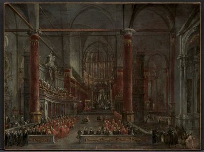 حفل البابوية في SS. جيوفاني إي باولو ، البندقية ، 1782 ، ج. 1783. بواسطة فرانشيسكو غواردي
