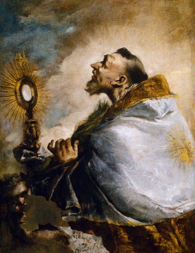 Saint in adoration of Holy Eucharist or Saint Norbert in ecstasy بواسطة فرانشيسكو غواردي