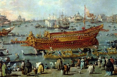 رحيل "بوسنتور" نحو البندقية ليدو في يوم الصعود ، تفاصيل القارب ، 1766-70 بواسطة فرانشيسكو غواردي