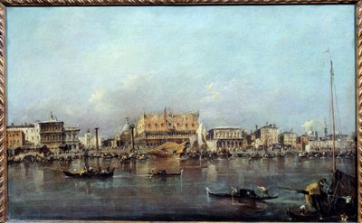 قصر دوجي يُرى من البحر لوحة لفرانشيسكو غواردي (1712-1793) شمس القرن الثامن عشر. 0،42 × 0.68 م. بواسطة فرانشيسكو غواردي