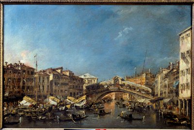 جسر ريالتو في البندقية في القرن الثامن عشر رسم فرانشيسكو غواردي (1712-1793) من القرن الثامن عشر. 0،62x0،93 م تولوز ، متحف أوجستين بواسطة فرانشيسكو غواردي