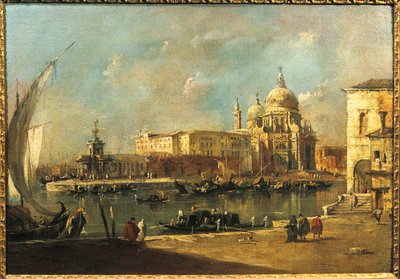 View of the Dogana and Santa Maria della Salute, Venice (oil on canvas) بواسطة فرانشيسكو غواردي