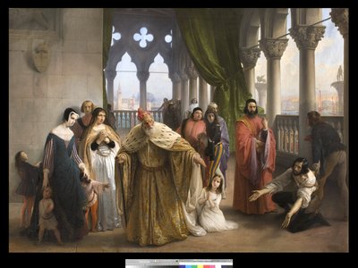 آخر لقاء بين جاكوبو فوسكاري وعائلته قبل نفيه ، 1838-1840 بواسطة فرانشيسكو هايز