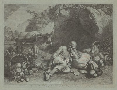 رجل عجوز يتكئ على كيس ، ربما بعد عام 1767. بواسطة فرانشيسكو لندنيو
