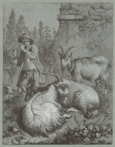 الراعي يعزف على الفلوت مع الماعز 1764. بواسطة فرانشيسكو لندنيو