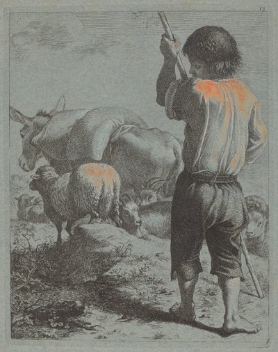 الراعي مع الحمار والأغنام والماعز 1759. بواسطة فرانشيسكو لندنيو