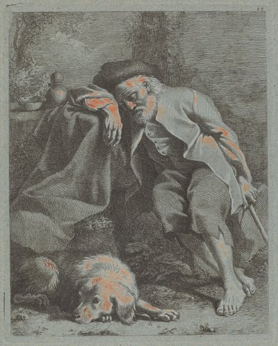 الرجل العجوز النائم مع الكلب ، 1759. بواسطة فرانشيسكو لندنيو