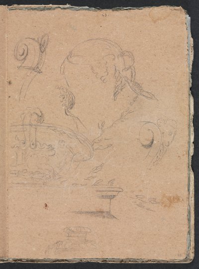 فيرونا كراسة الرسم: الزخارف المعمارية مع صفحة الرأس الأنثوية 45 ، 1760. بواسطة فرانشيسكو لورينزي