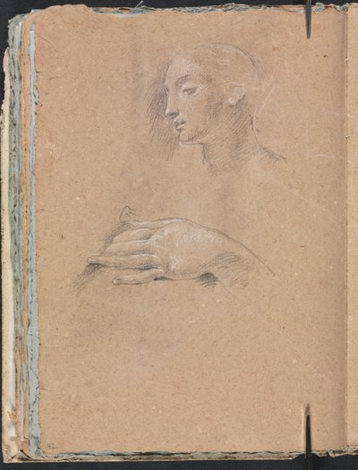 فيرونا كراسة الرسم: رأس الإناث واليد اليسرى الصفحة 42 ، 1760. بواسطة فرانشيسكو لورينزي