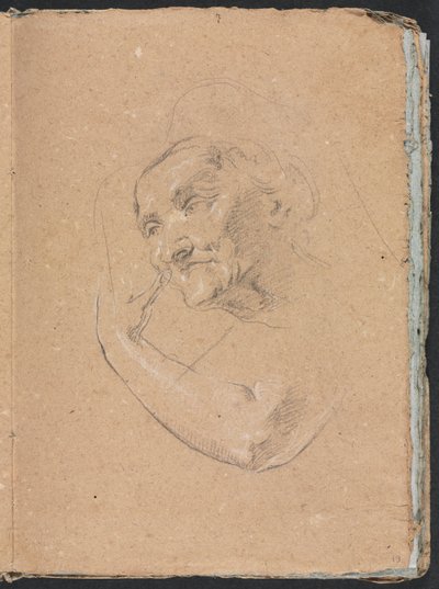 فيرونا كراسة الرسم: رأس امرأة بذراعها اليسرى صفحة 13 ، 1760. بواسطة فرانشيسكو لورينزي